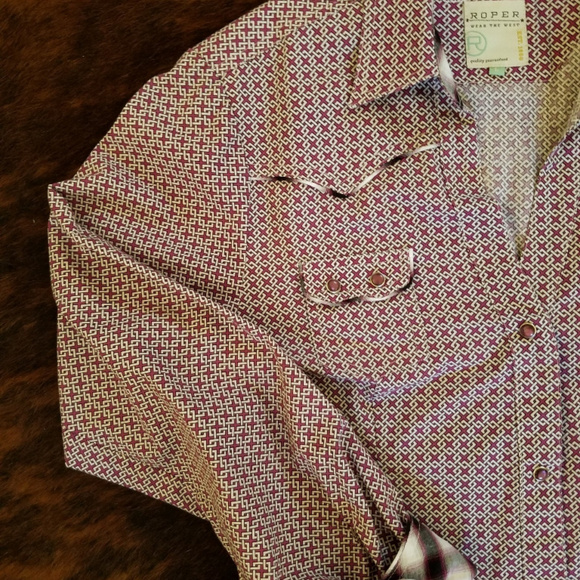 Roper Red and White Button Down Shirt - Picture 3 of 4